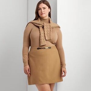 NWT Lauren Ralph Lauren Black Label Buckle-Trim Wool Blend Skirt - Equestrian